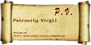 Petrovity Virgil névjegykártya